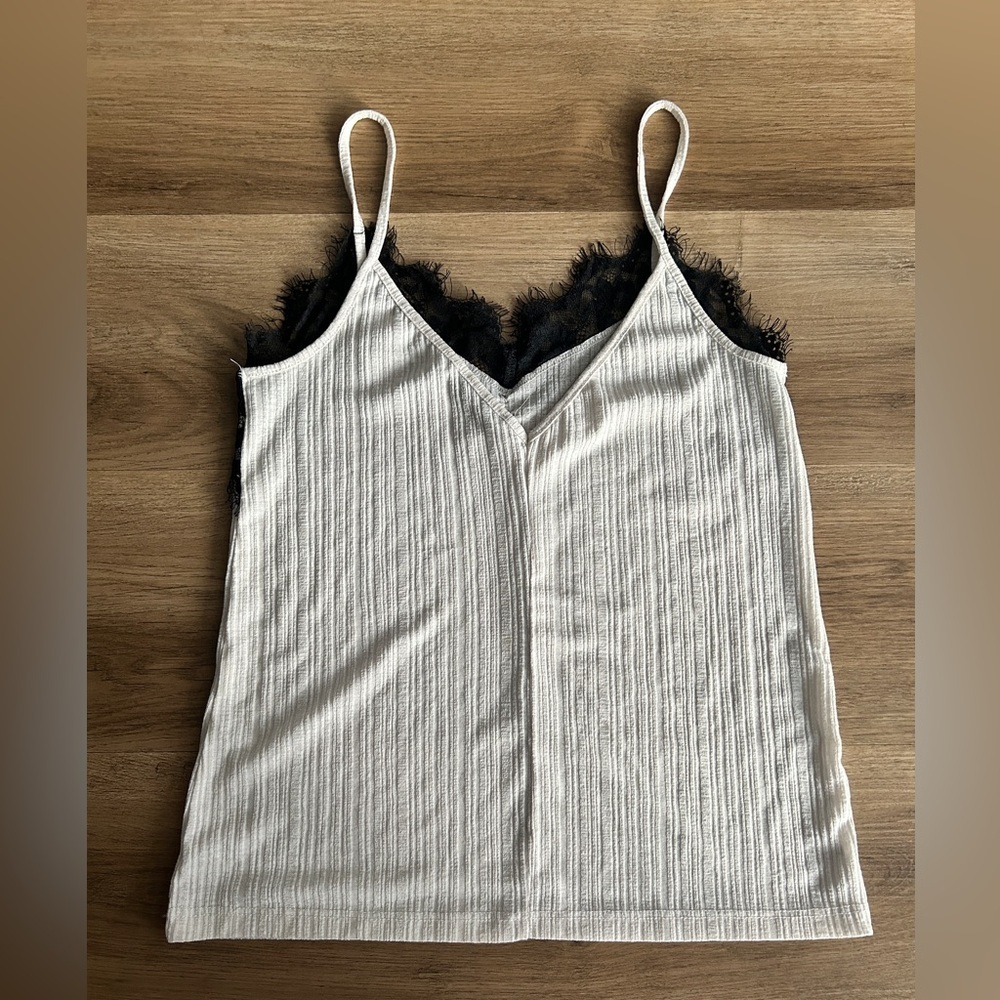 Zara Trafaluc Lace-Trimmed Ribbed Camisole - Size Small- EUC - Picture 4 of 5